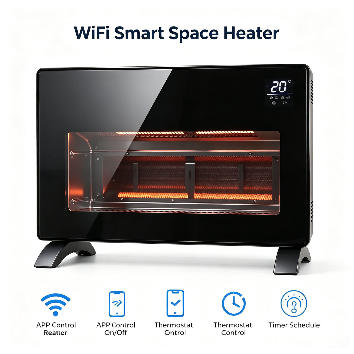 Smart WiFi Glass Panel Heater for Bedroom Home Office and Living Room for Daily Home Use