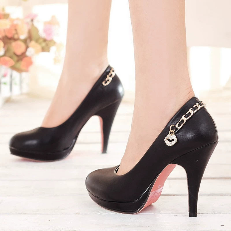Women's Black Office Platform Stiletto High Heel Plus Size Workwear Pumps Closed-Toe Dress Heels Wedding Guest Cocktail Party