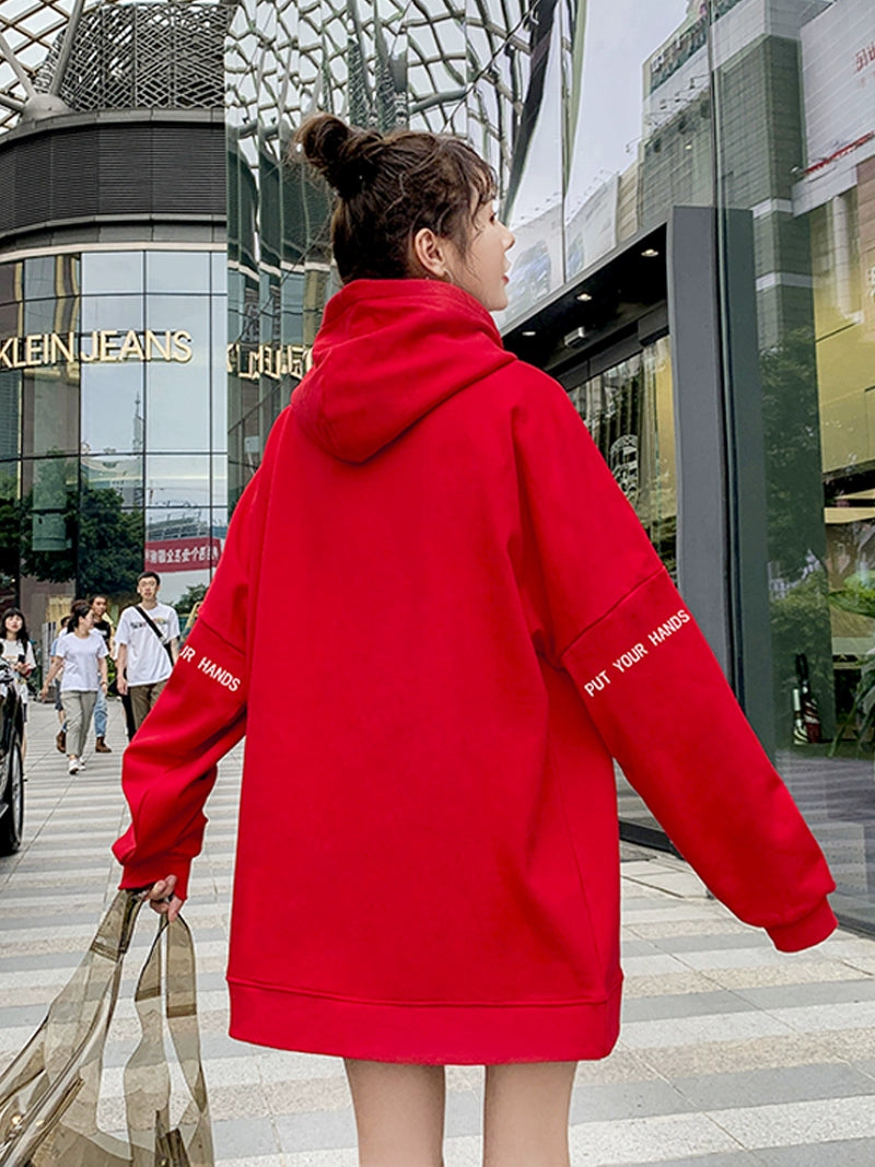 Women's Longline Fleece-Lined Plus Size Oversized Midi Hoodie Sweatshirt for Casual Streetwear Fall Travel and Weekend Everyday Date Night