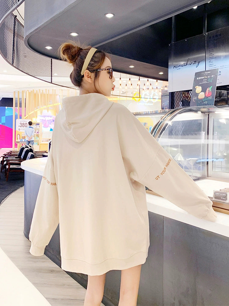 Women's Longline Fleece-Lined Plus Size Oversized Midi Hoodie Sweatshirt for Casual Streetwear Fall Travel and Weekend Everyday Date Night
