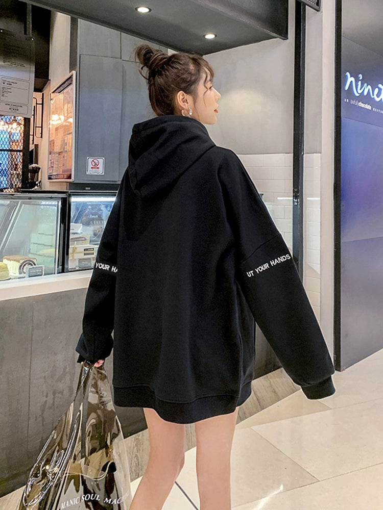 Women's Longline Fleece-Lined Plus Size Oversized Midi Hoodie Sweatshirt for Casual Streetwear Fall Travel and Weekend Everyday Date Night