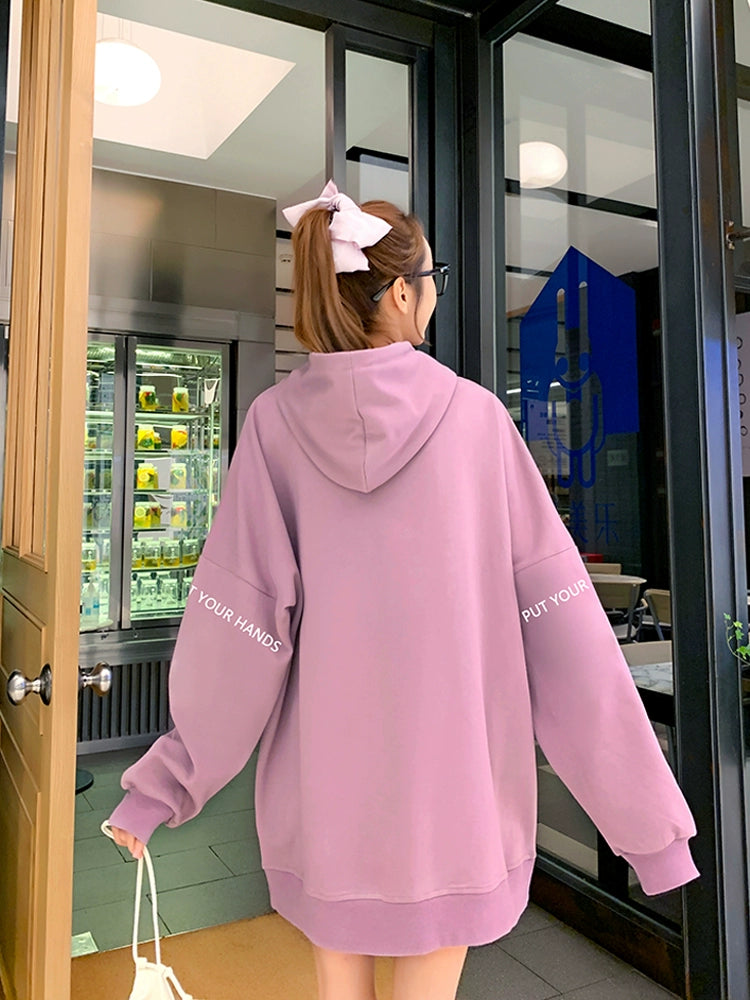 Women's Longline Fleece-Lined Plus Size Oversized Midi Hoodie Sweatshirt for Casual Streetwear Fall Travel and Weekend Everyday Date Night