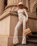 Women's Lace Bodycon Long Sleeve Evening Dress Formal Midi Dress Party Dress Formal Party Wedding Guest Dress
