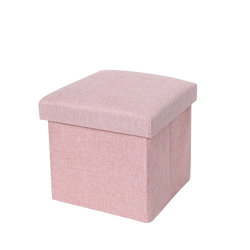Foldable Linen Storage Ottoman Bench | Multifunctional Footrest Shoe Storage Box, Cube & Rectangle Entryway Stool for Bedroom Living Room