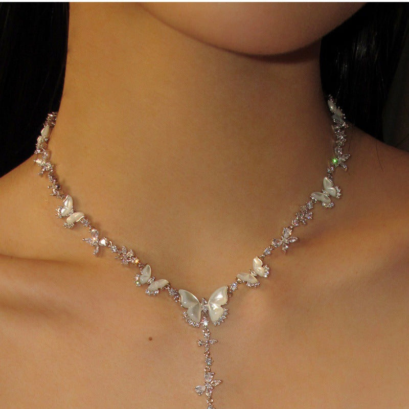 Cubic zirconia butterfly necklace by Yoshan, detail view 15