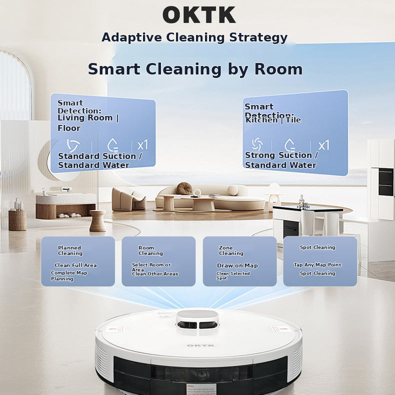 OKTK V8 LDS Robot Vacuum and Mop with Smart Mapping for Hard Floors and Low Pile Carpet