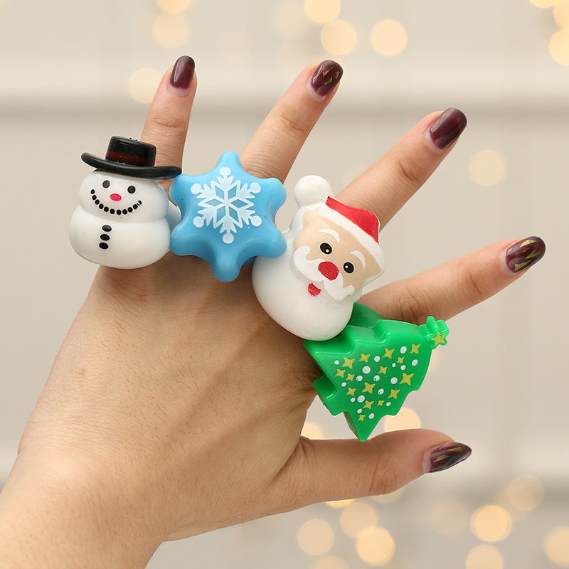 Christmas Ring Set, Santa, Snowman and Reindeer Rings, 6-Piece or 20-Piece Assorted Holiday Party Favor Pack, Stocking Stuffers and Gift Exchange Present for Ki