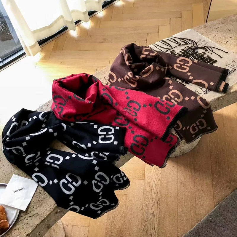Women's Fall Winter Longline Thickened Fleece-Lined Korean-Style Knit Shawl for Office and Travel Evening Gift Holiday Gift
