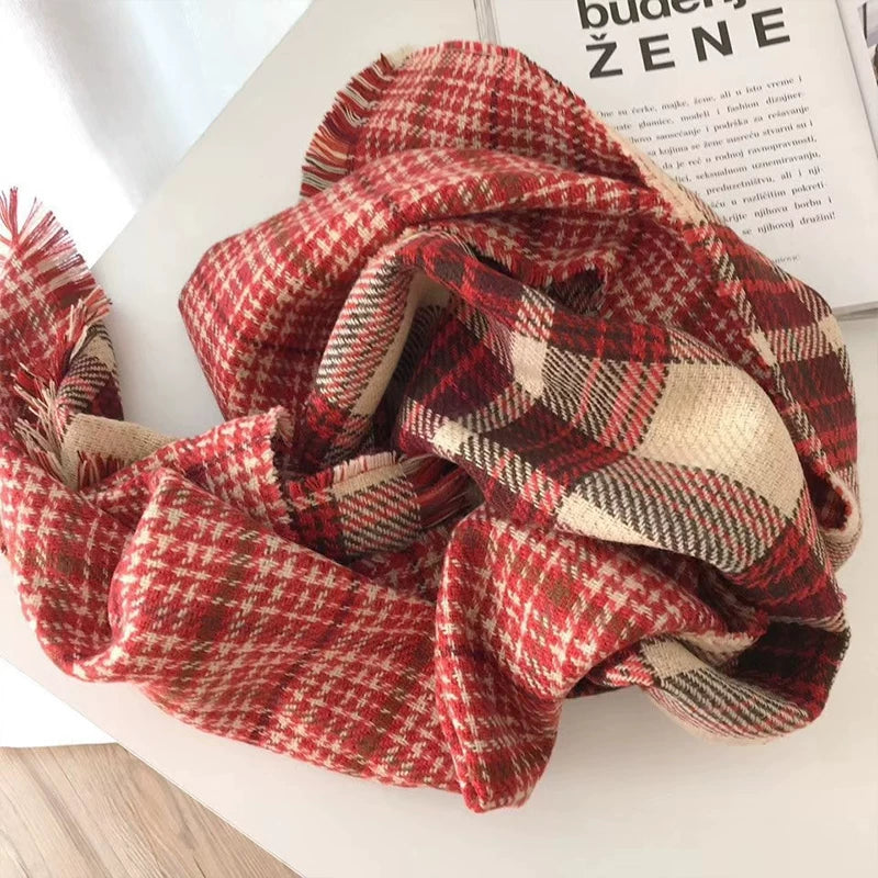 Women's Fall Winter Christmas Fleece-Lined Knit Scarf for Office and Travel Evening Gift Holiday Gift