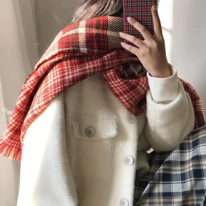 Women's Fall Winter Christmas Fleece-Lined Knit Scarf for Office and Travel Evening Gift Holiday Gift