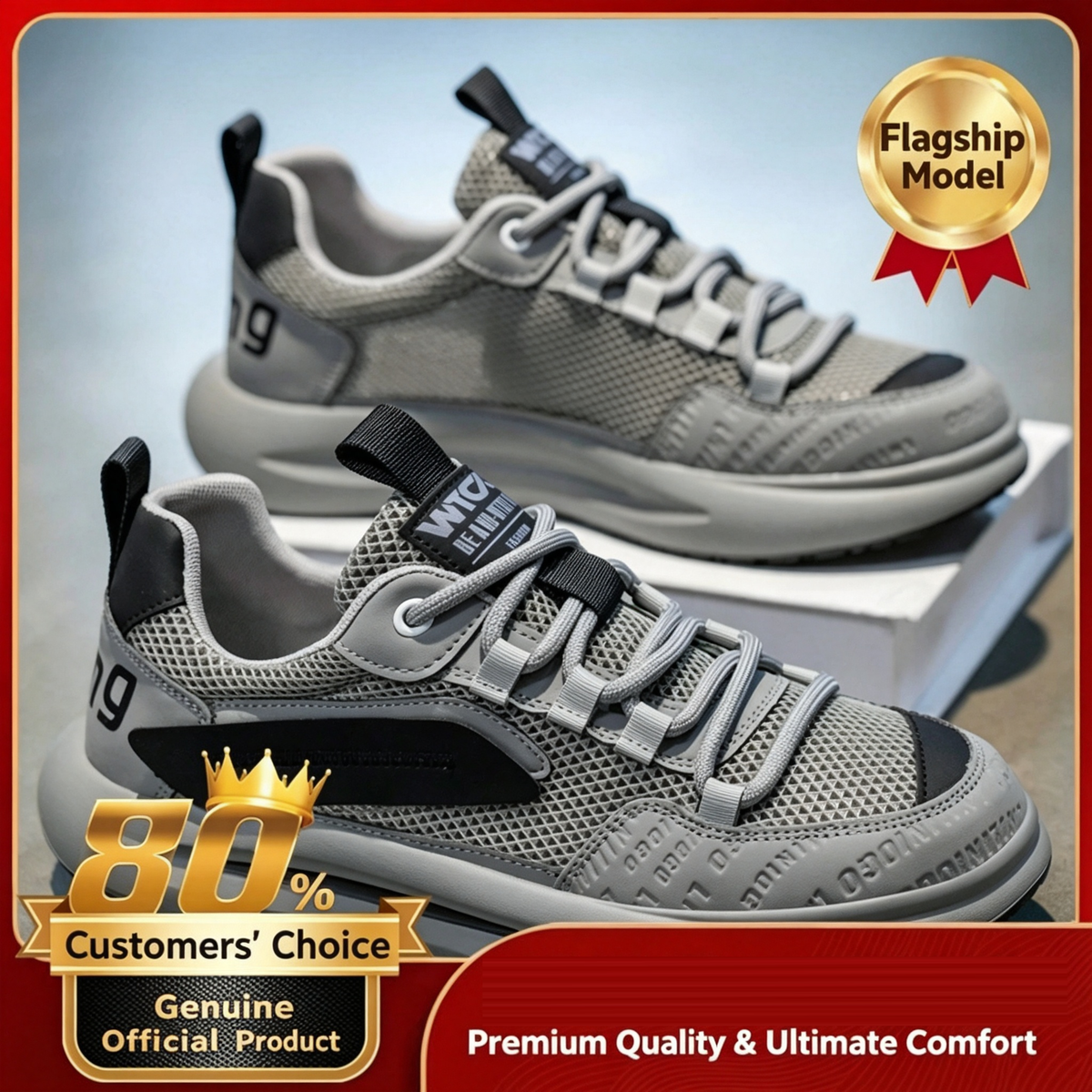 Men's Summer Chunky Sole Breathable Mesh Sneakers Casual Athletic Shoes