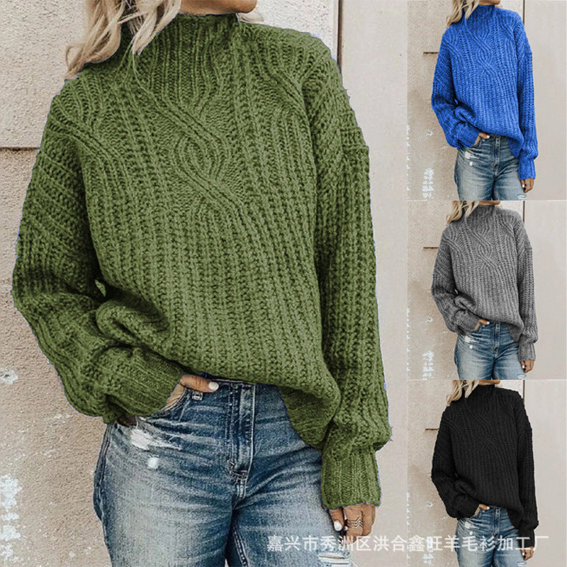 Women's Turtleneck Knit Top Fashion Blouse Shirt Button Office Weekend Everyday Wear