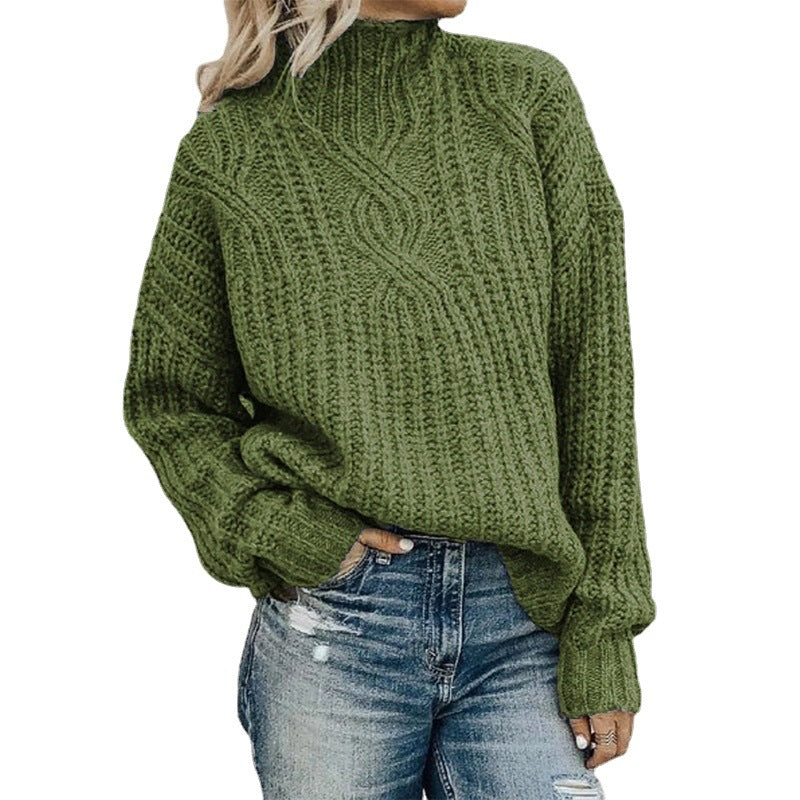 Women's Turtleneck Knit Top Fashion Blouse Shirt Button Office Weekend Everyday Wear