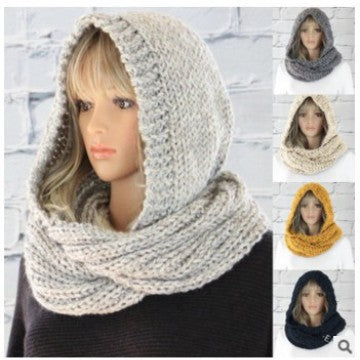 Women's Fall Winter Knit Hooded Shawls Scarves Scarf Fashion Wrap Pashmina Gift Office