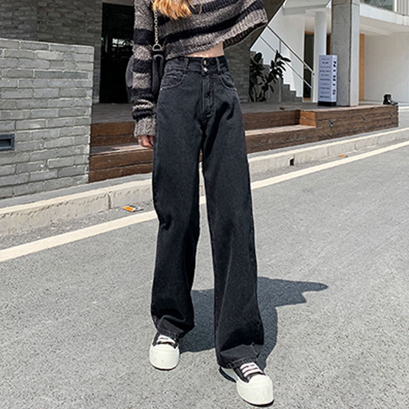 Women's Straight Workwear High-waist Oversized Slim-fit Wide-leg Jeans for Casual Outfits Everyday Office Slimming Weekend Date Night