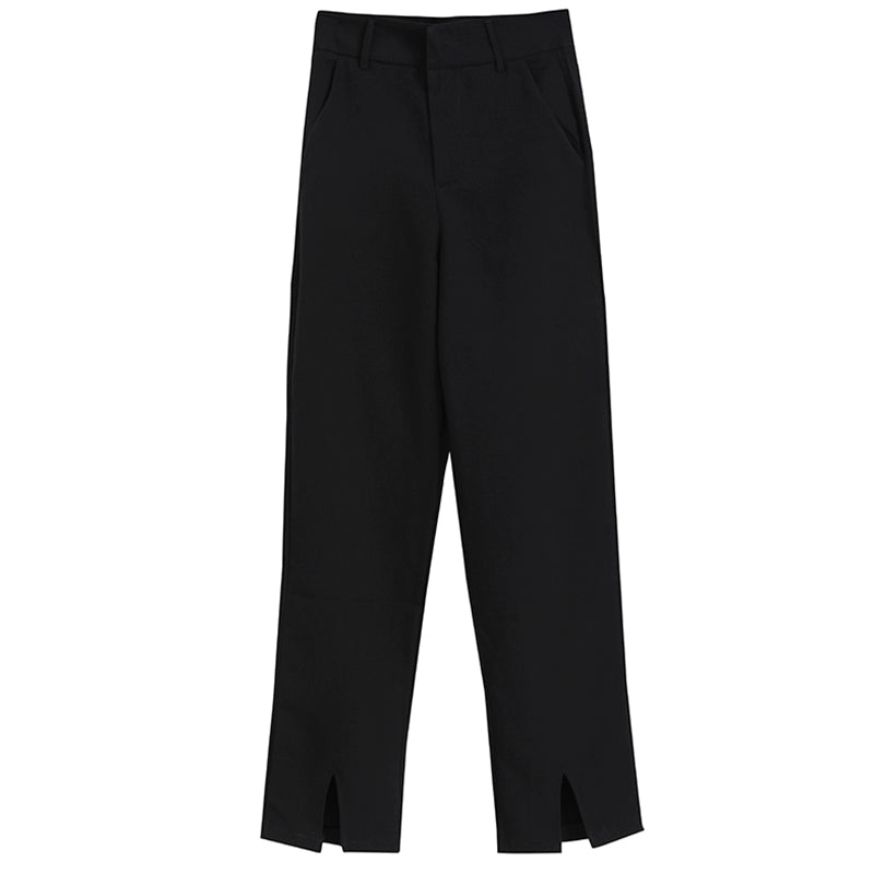 Women's Black Slit Plus Size Wide-Leg Pants for Office Outfits Business Casual Work Travel Comfort Weekend