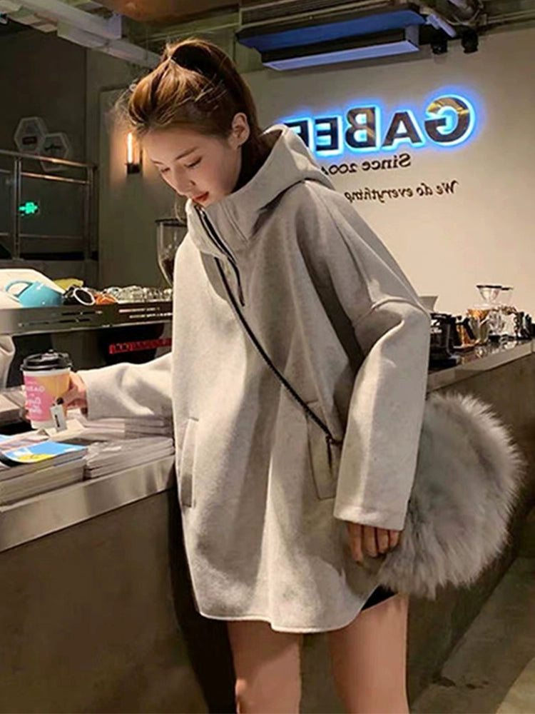 Women's Longline Plus Size Oversized Midi Zip Hoodie Sweatshirt for Casual Streetwear Fall Travel and Weekend Everyday Date Night