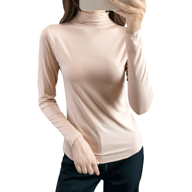 Women's Mock Neck Modal Long Sleeve Top Fashion Blouse Shirt for Office Outfits Business Casual Streetwear Weekend Everyday