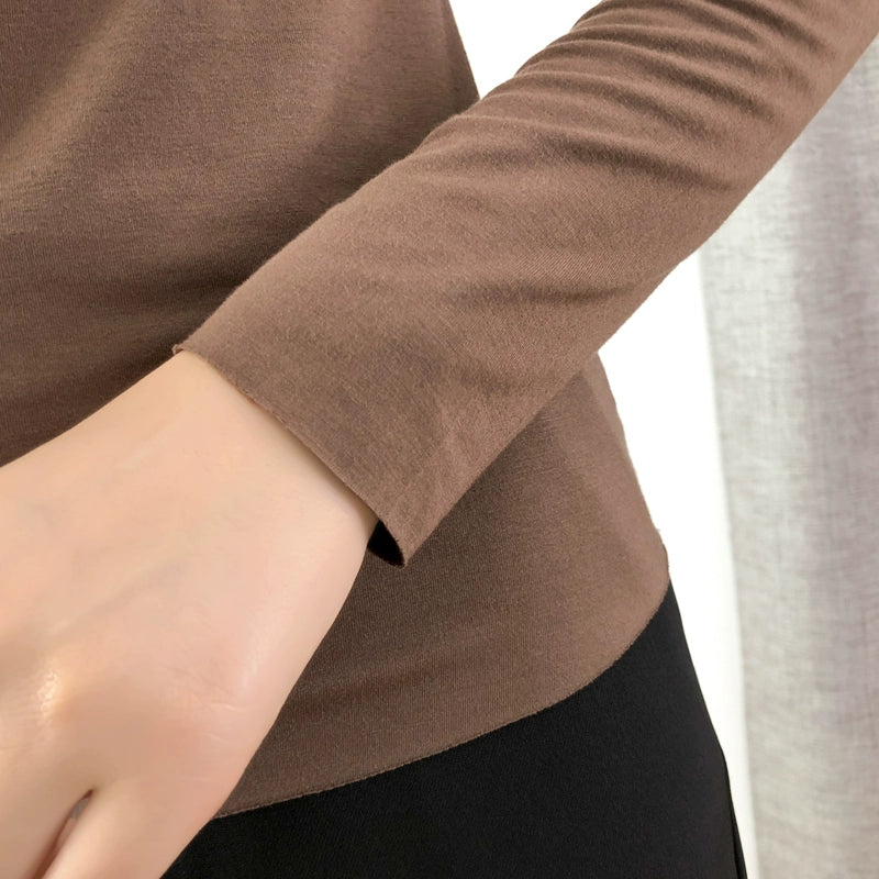 Women's Mock Neck Modal Long Sleeve Top Fashion Blouse Shirt for Office Outfits Business Casual Streetwear Weekend Everyday
