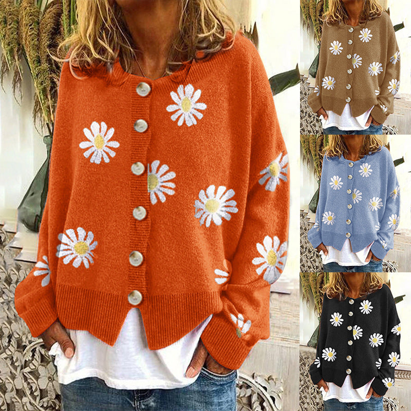 Women's Fall Winter Knit Cardigan Open-front Sweater Office Everyday Button Lightweight
