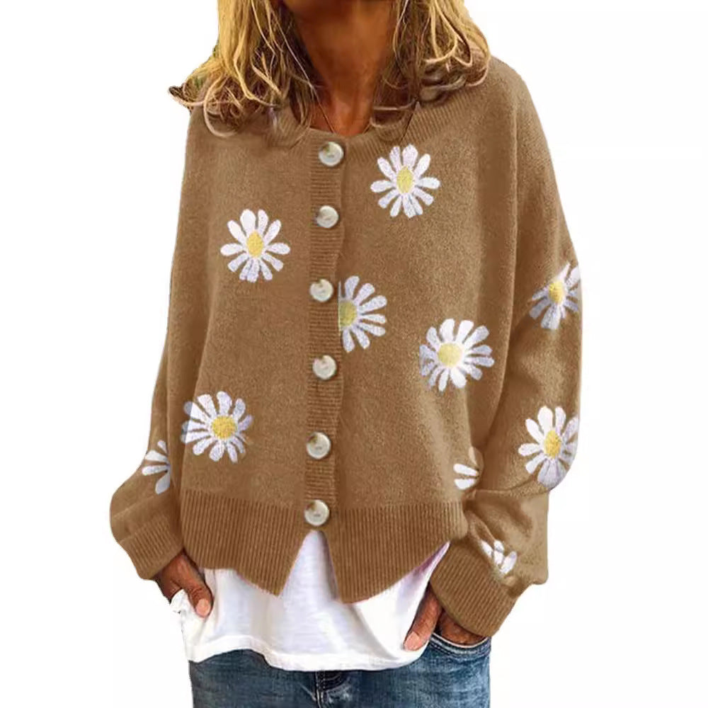Women's Fall Winter Knit Cardigan Open-front Sweater Office Everyday Button Lightweight