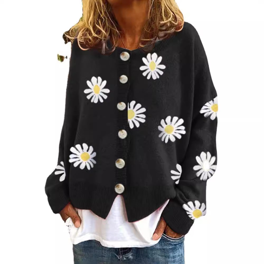 Women's Fall Winter Knit Cardigan Open-front Sweater Office Everyday Button Lightweight
