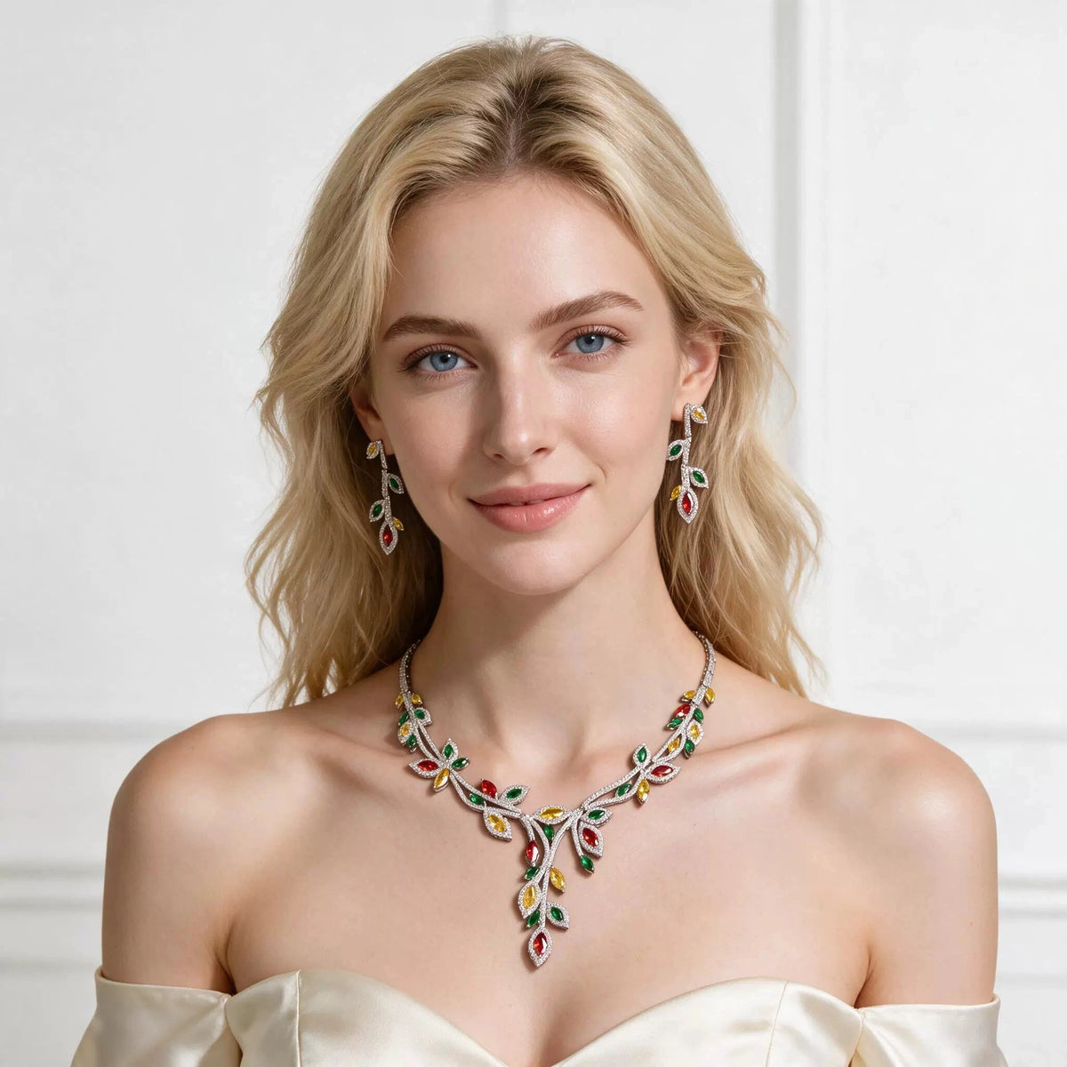 Cubic zirconia drop earrings by Yoshan, detail view 4