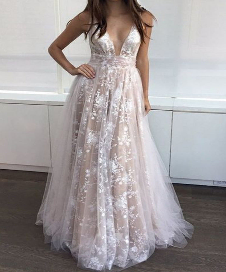 Women's Summer Lace Open-Back Maxi Breathable Mesh Evening Dress Formal Midi Dress for Black Tie Wedding Guest Cocktail Party Prom Spring Summer