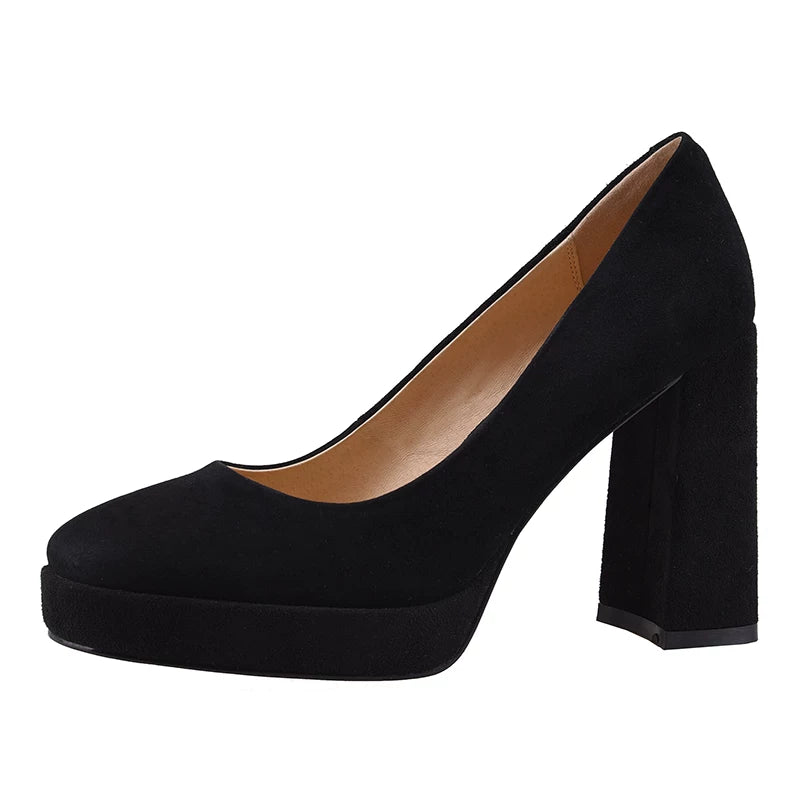 Women's Summer Chunky Sole Platform Block Heel High Heel Retro Pumps Closed-Toe Dress Heels Wedding Guest Cocktail Party