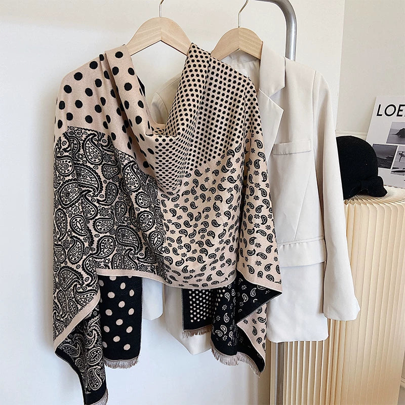 Women's Fall Winter Fleece-Lined Knit Shawl for Office and Travel Evening Gift Everyday Wear Holiday Gift