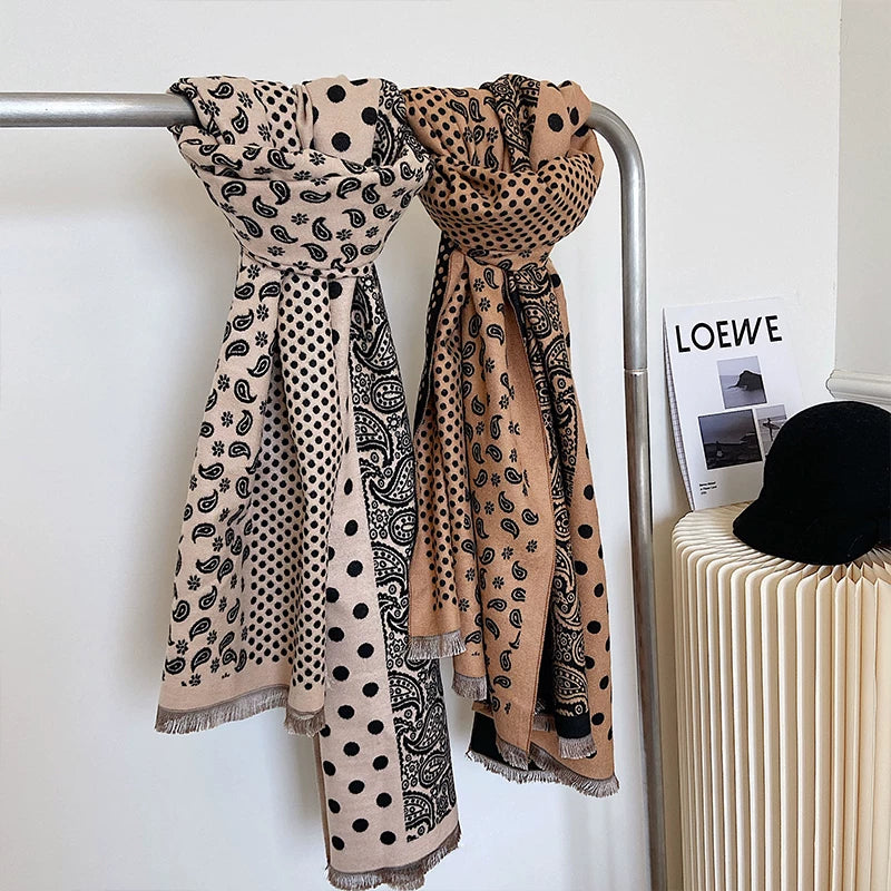 Women's Fall Winter Fleece-Lined Knit Shawl for Office and Travel Evening Gift Everyday Wear Holiday Gift