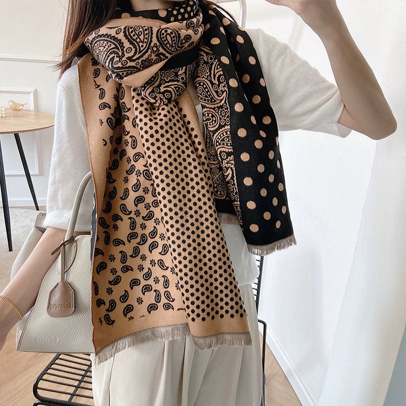 Women's Fall Winter Fleece-Lined Knit Shawl for Office and Travel Evening Gift Everyday Wear Holiday Gift