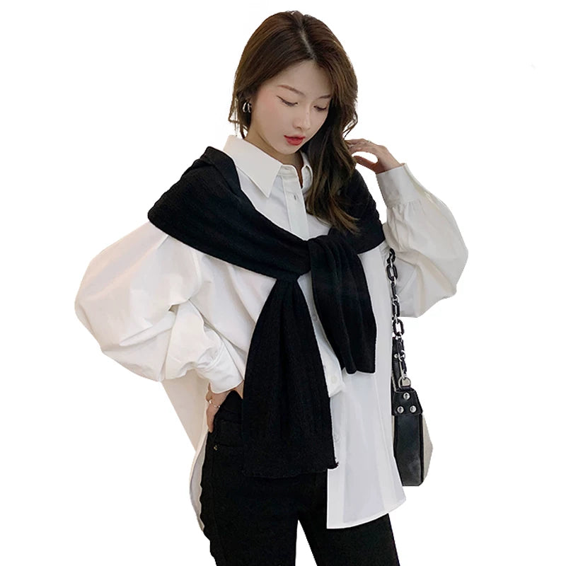 Women's Fall Winter Summer Fleece-Lined Knit Shawl for Office and Travel Evening Gift Holiday Gift