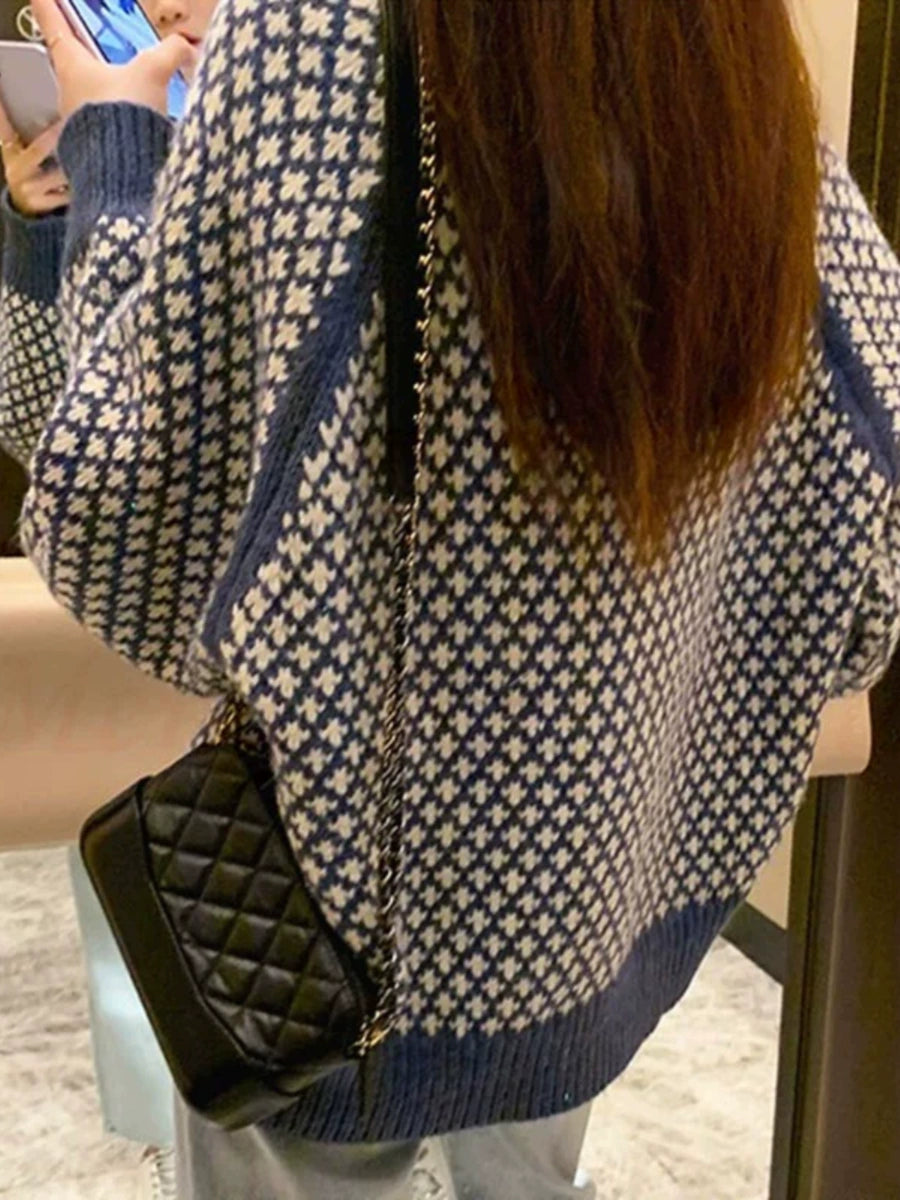 Women's Fall Winter Tweed-Style Retro Knit Cardigan Open-Front Sweater for Office Outfits Work and Weekend Spring Everyday Date Night