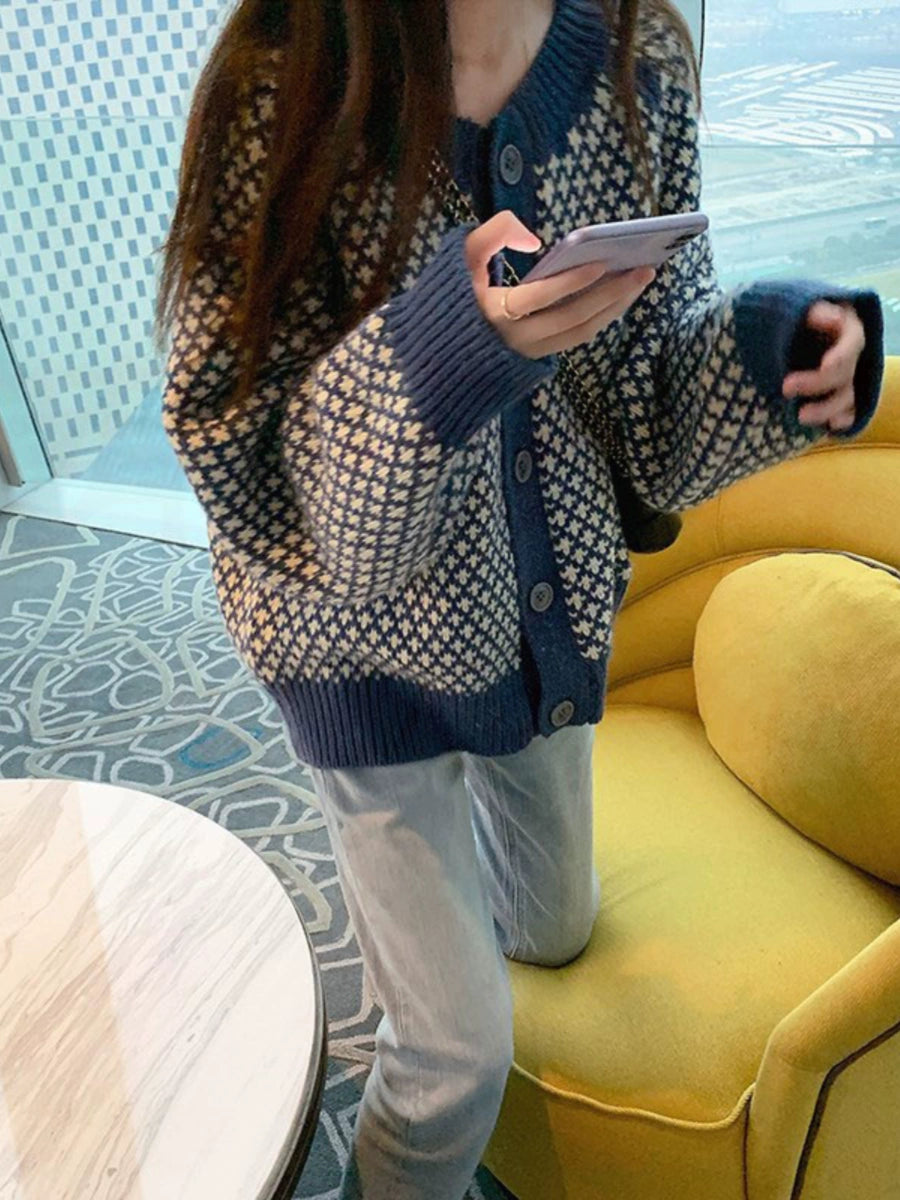 Women's Fall Winter Tweed-Style Retro Knit Cardigan Open-Front Sweater for Office Outfits Work and Weekend Spring Everyday Date Night
