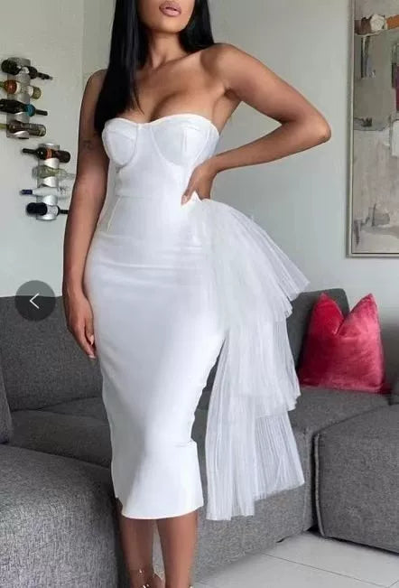 Women's Bodycon Breathable Mesh Slimming Evening Dress Formal Midi Dress Party Dress Formal Party Wedding Guest Dress