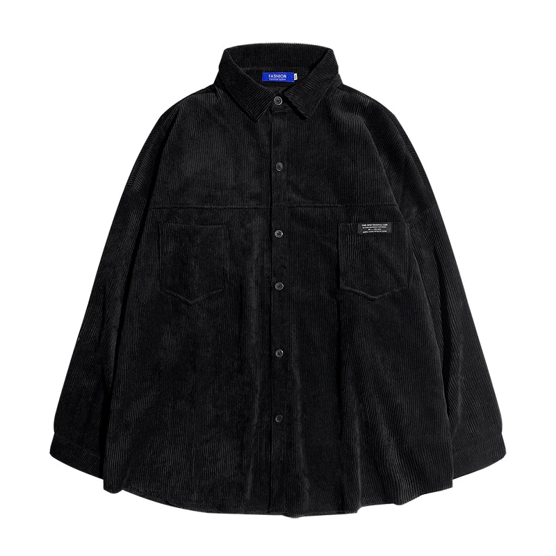 Men's Corduroy Oversized Long Sleeve Shirt for Office Outfits Business Casual Streetwear Weekend Everyday