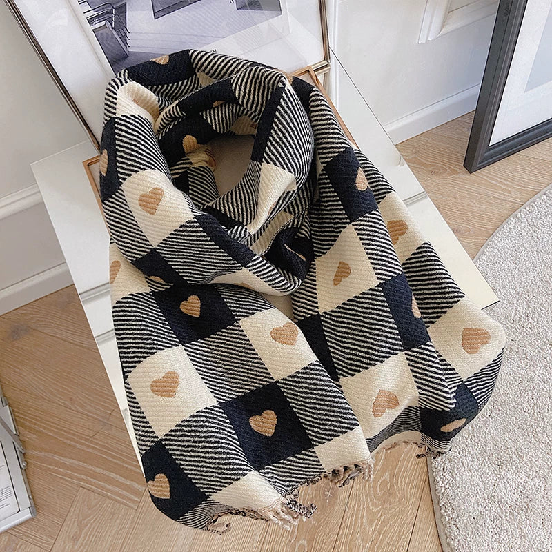 Black White Striped Heart
