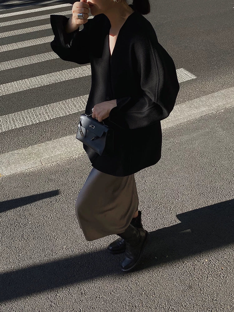 Women's Wool Slim-Waist Winter Coat for Fall Layering Travel Office Everyday Wear Holiday Date Night