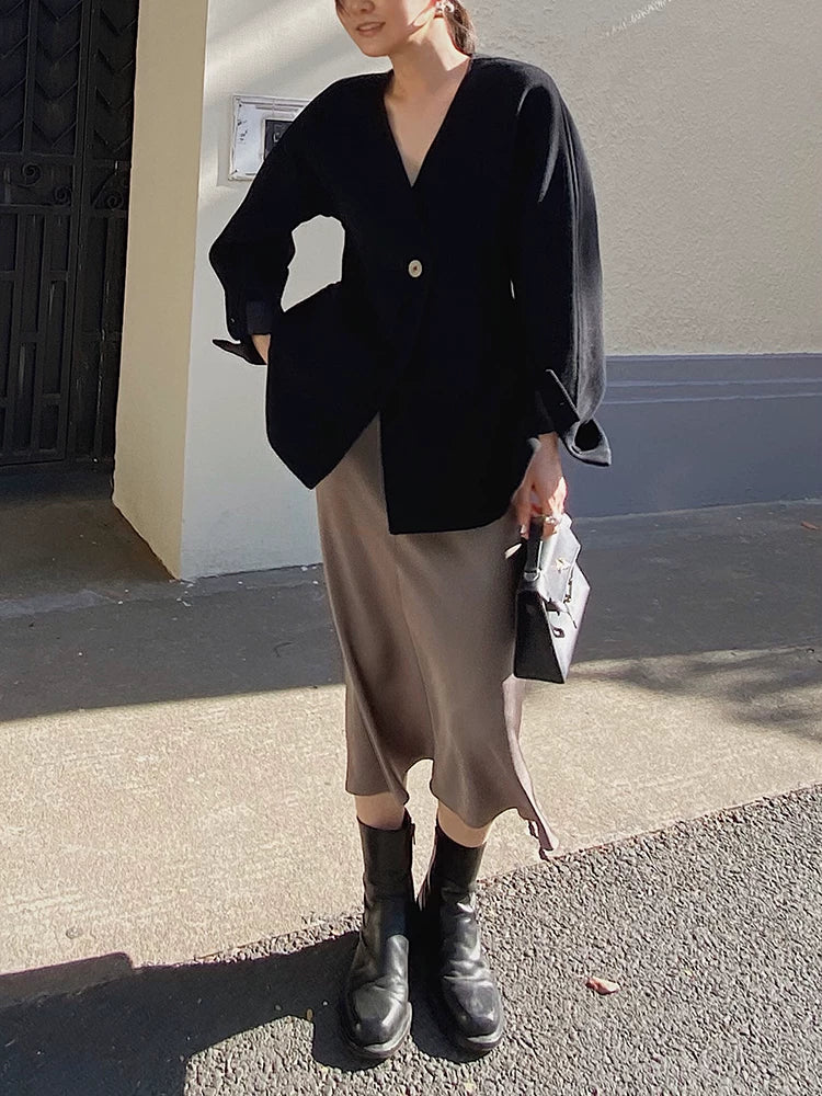 Women's Wool Slim-Waist Winter Coat for Fall Layering Travel Office Everyday Wear Holiday Date Night