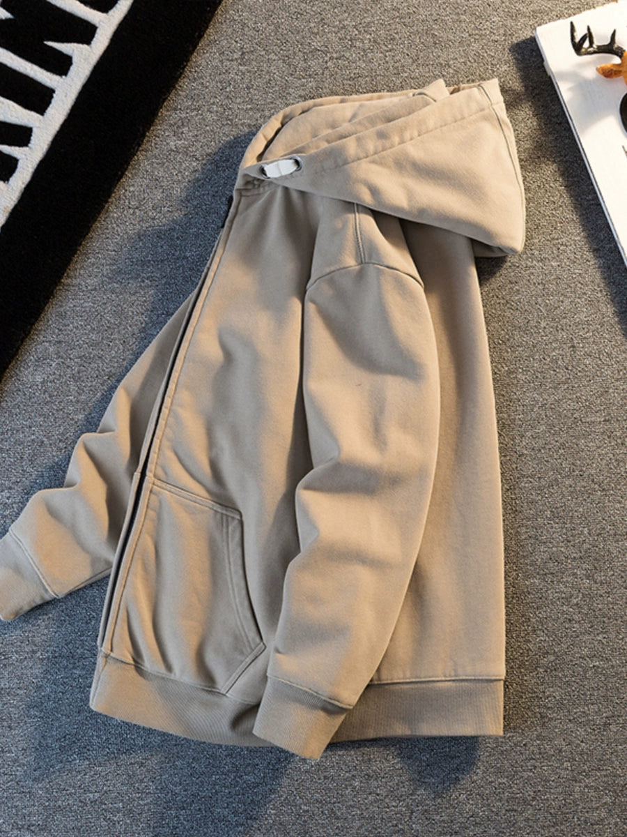 Men's Fall Winter Hooded Fleece-Lined Oversized Casual Cardigan for Office Outfits Everyday Work Date Night Holiday Party