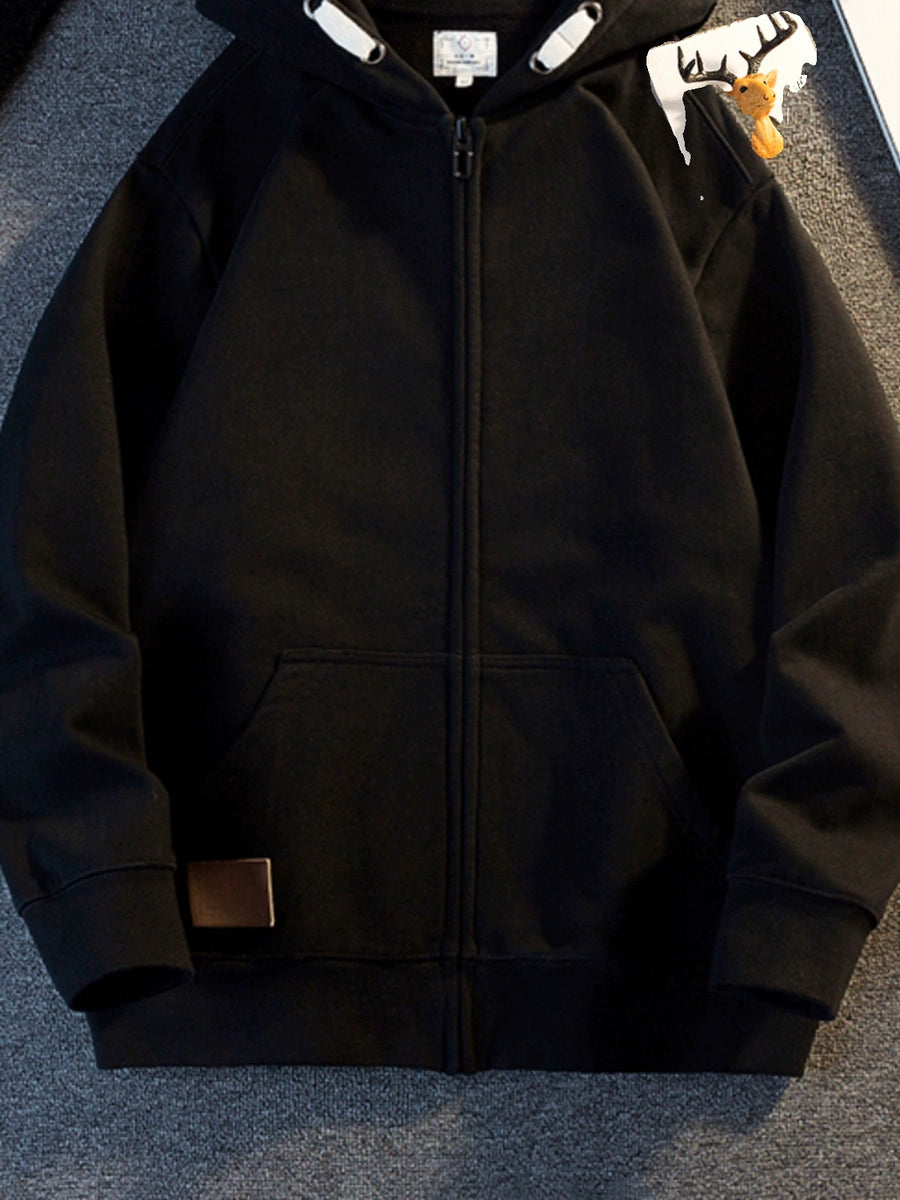 Men's Fall Winter Hooded Fleece-Lined Oversized Casual Cardigan for Office Outfits Everyday Work Date Night Holiday Party