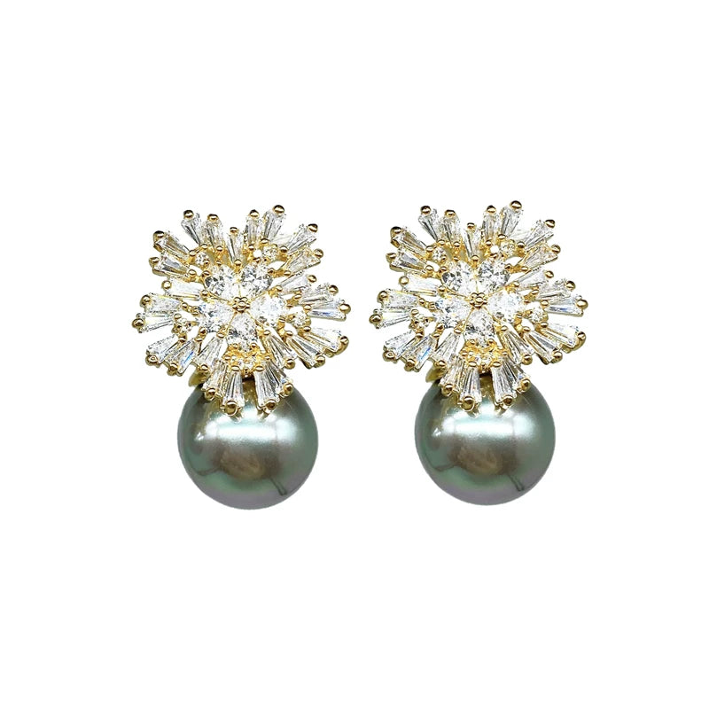 Cubic zirconia stud earrings by Yoshan, detail view 15