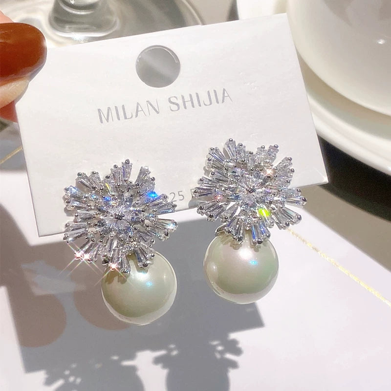 Cubic zirconia stud earrings by Yoshan