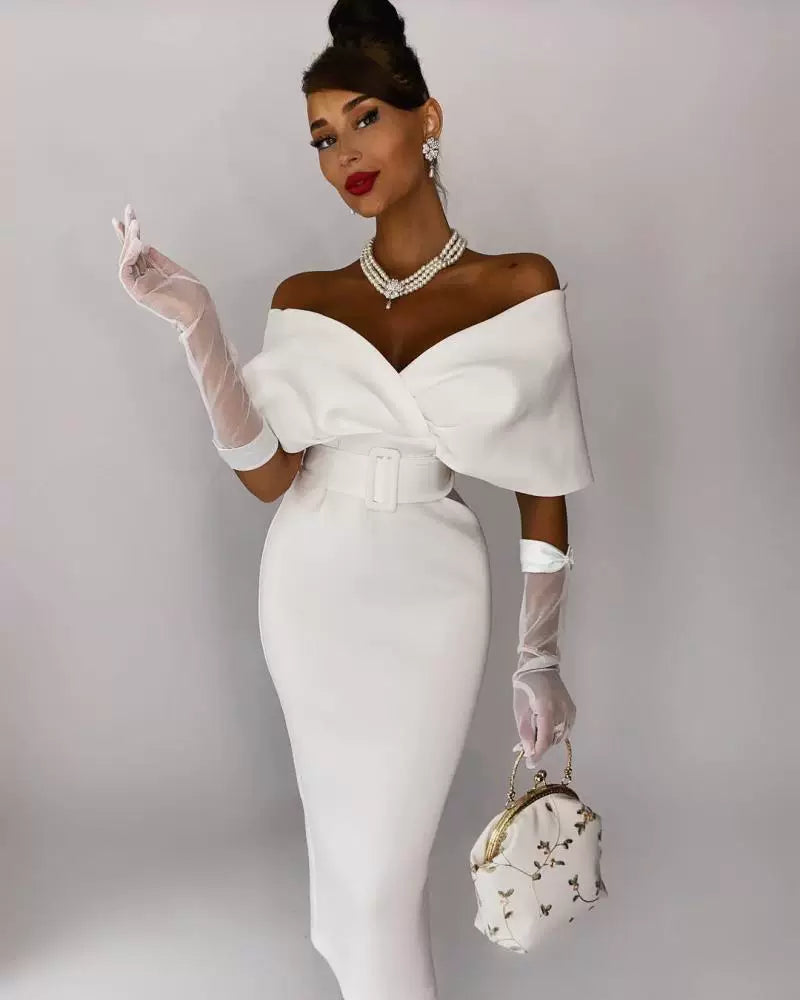 Women's High-waist Elegant Evening Dress Formal Midi Dress Party Dress Formal Party Wedding Guest Dress