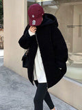 Women's Fall Winter Thickened Hooded Fleece-lined Plus Size Slim-fit Casual Cardigan for Office Outfits Everyday Work Slimming Date Night Holiday Party