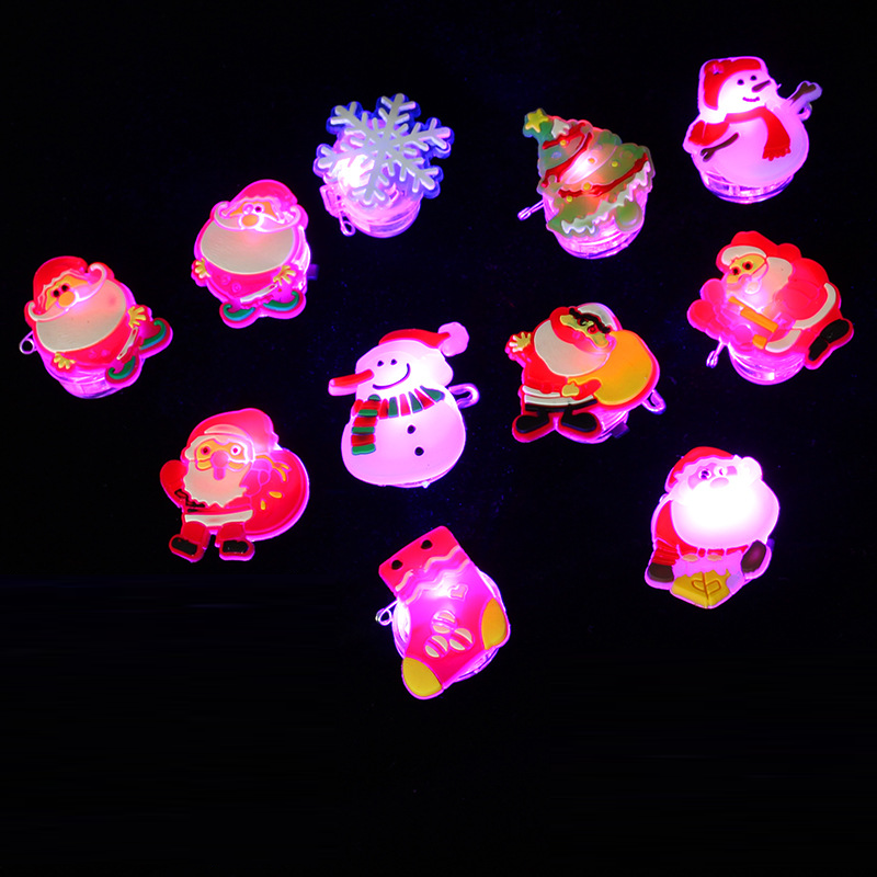 Christmas Ring Set, Santa Rings, 6-Piece or 50-Piece Assorted Holiday Party Favor Pack, Stocking Stuffers and Gift Exchange Present for Kids and Adults