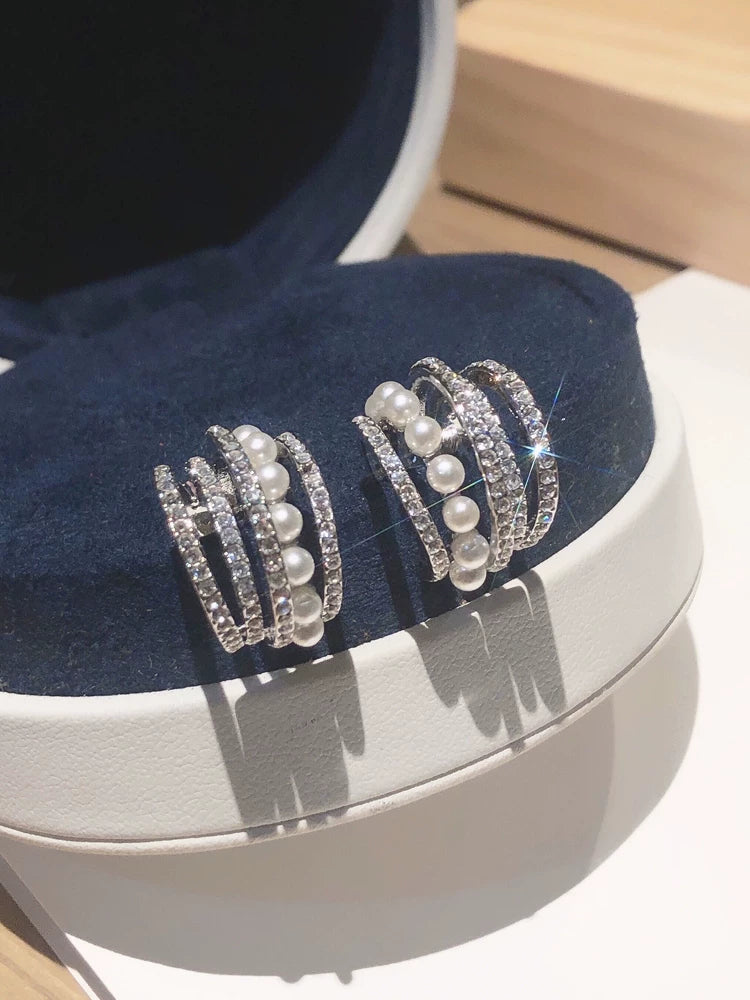 Cubic zirconia crystal stud earrings by Yoshan, detail view 3
