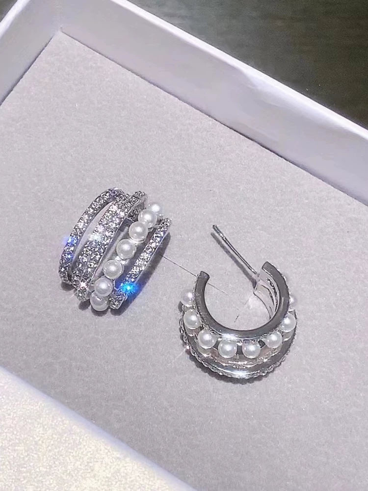 Cubic zirconia crystal stud earrings by Yoshan, detail view 5
