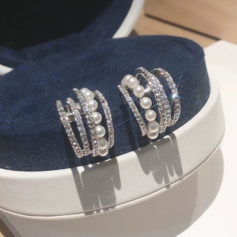 Cubic zirconia crystal stud earrings by Yoshan, detail view 8